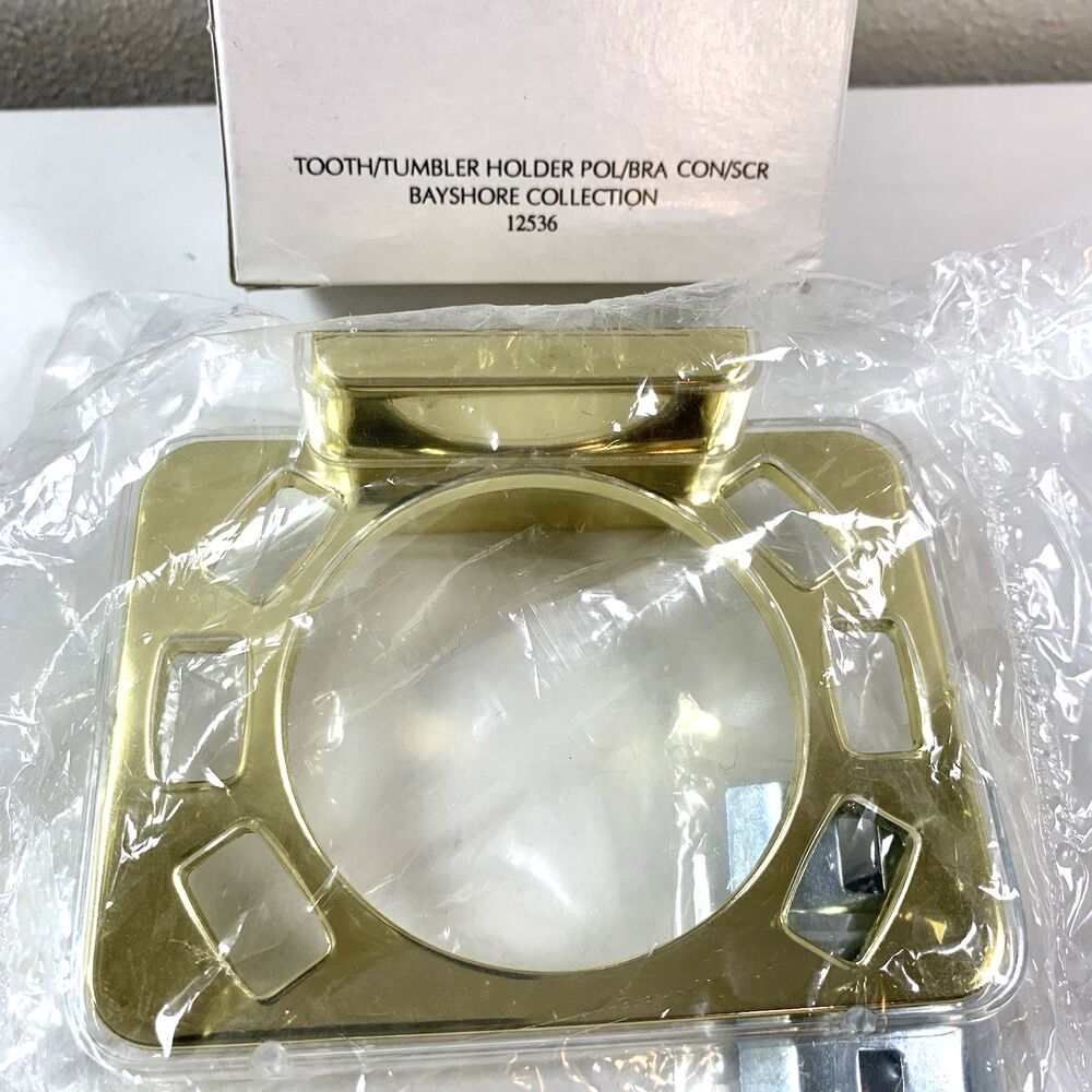 Harney Toothbrush Tumbler Holder Gold Color MCM Bathroom Retro New Boxed